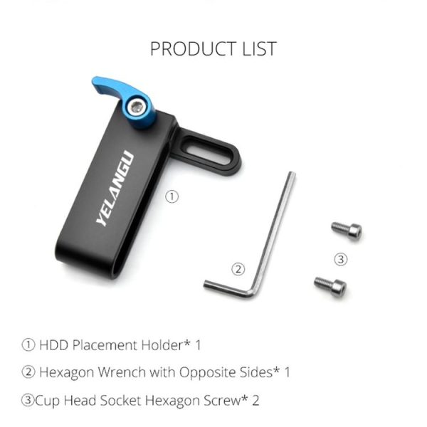 YELANGU A65 SSD Mount Bracket SSD Holder for Camera Cage (Black) - Image 6