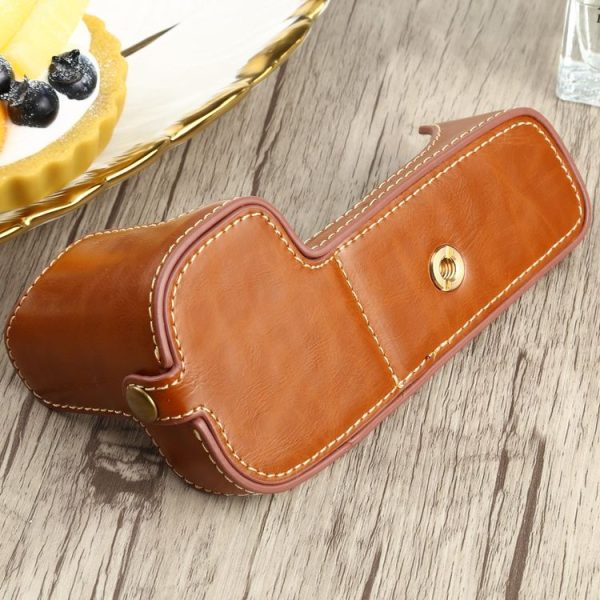 1 / 4 inch Thread PU Leather Camera Half Case Base for Canon EOS 90D (Brown) - Image 5