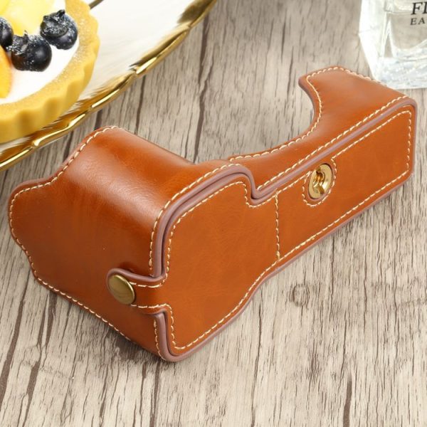 1 / 4 inch Thread PU Leather Camera Half Case Base for Sony ILCE-7C / A7C (Brown) - Image 5