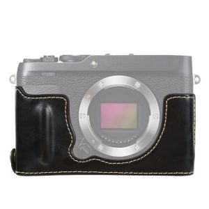 1 / 4 inch Thread PU Leather Camera Half Case Base for FUJIFILM XE4 (Black)