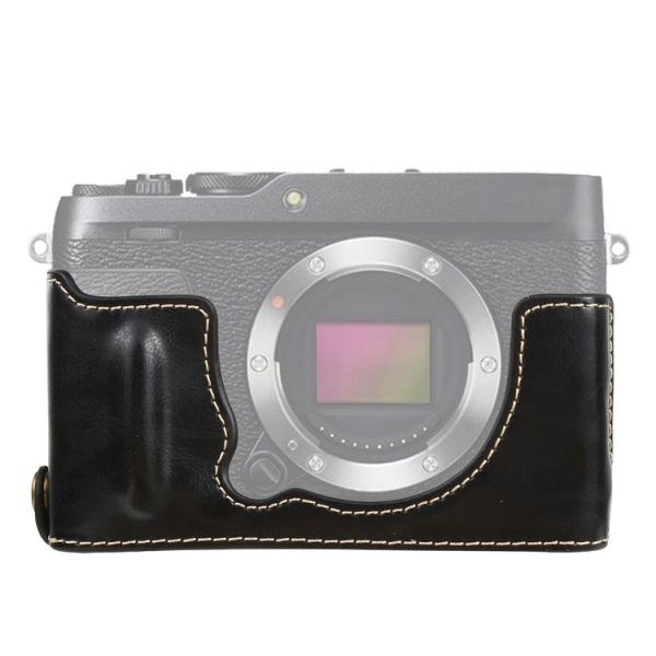 1 / 4 inch Thread PU Leather Camera Half Case Base for FUJIFILM XE4 (Black)