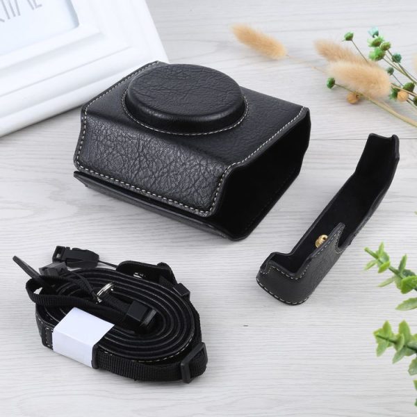 Full Body Camera Litchi Texture PU Leather Case Bag with Strap for Sony DSC-RX100M7 / RX100M6 / RX100M5 / RX100M2 (Black) - Image 5