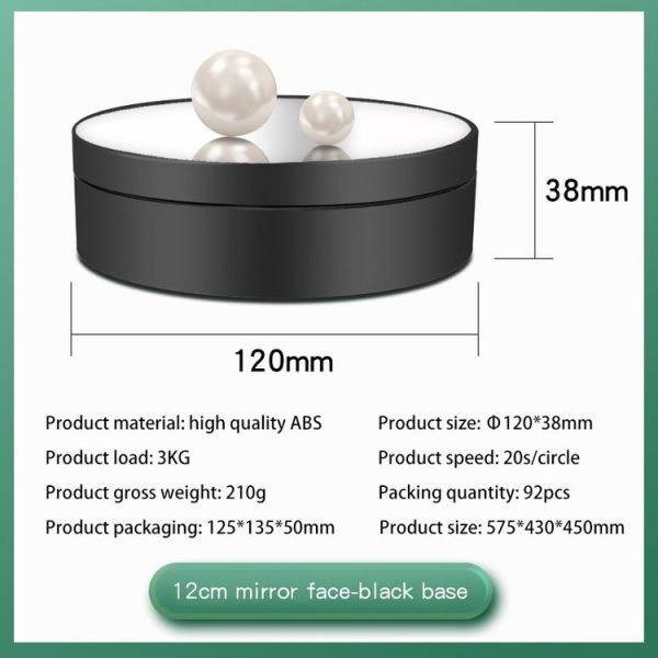 12cm 360 Degree Rotating Turntable Mirror Electric Display Stand Video Shooting Props Turntable, Load: 3kg (Black) - Image 3