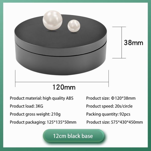 12cm 360 Degree Rotating Turntable Matte Electric Display Stand Video Shooting Props Turntable, Load: 3kg (Black) - Image 3