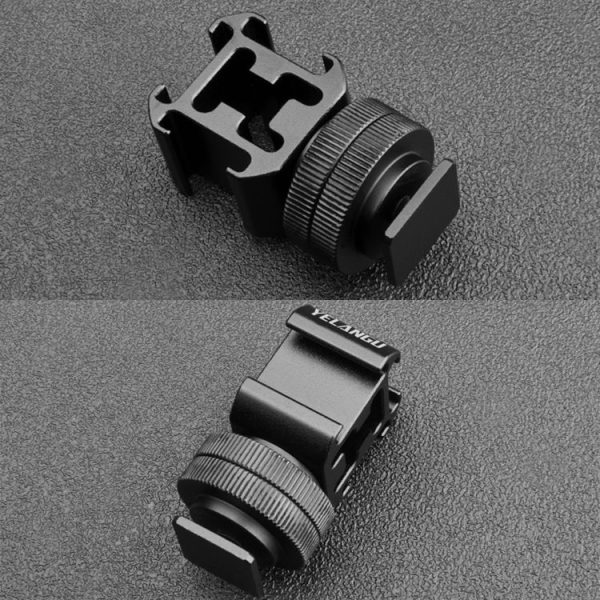 YELANGU A681 Triple Heads Hot Shoe Mount Adapter Flash Holder Bracket (Black) - Image 7
