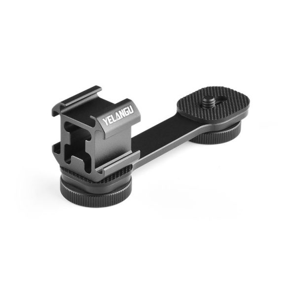 YELANGU A682 Triple Cold Shoe Base Mount Adapter Expansion Microphone Stand Bracket LED Video Light Holder (Black)
