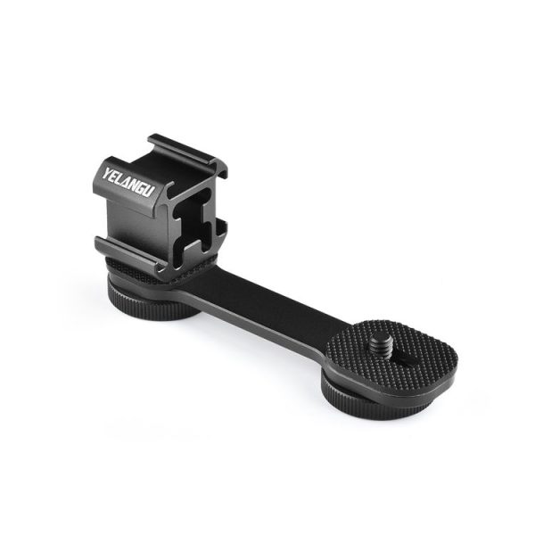 YELANGU A682 Triple Cold Shoe Base Mount Adapter Expansion Microphone Stand Bracket LED Video Light Holder (Black) - Image 2