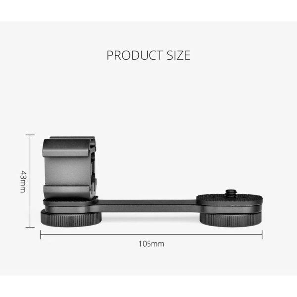 YELANGU A682 Triple Cold Shoe Base Mount Adapter Expansion Microphone Stand Bracket LED Video Light Holder (Black) - Image 3