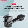 YELANGU A682 Triple Cold Shoe Base Mount Adapter Expansion Microphone Stand Bracket LED Video Light Holder (Black) - Image 4
