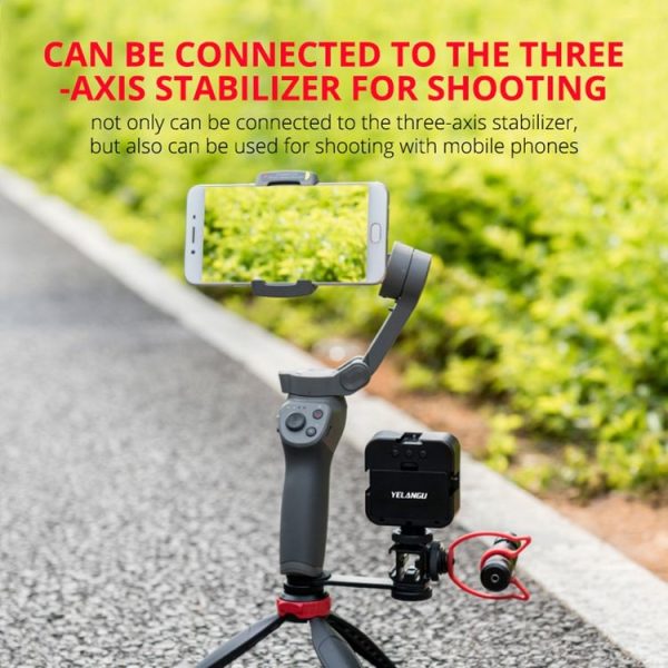 YELANGU A682 Triple Cold Shoe Base Mount Adapter Expansion Microphone Stand Bracket LED Video Light Holder (Black) - Image 6