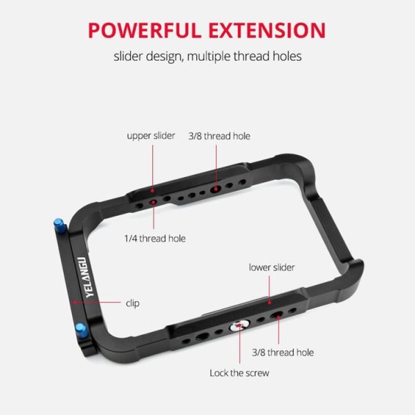 YELANGU C25 Camera Monitor Cage Stabilizer for Atomos NinjaV (Black) - Image 6
