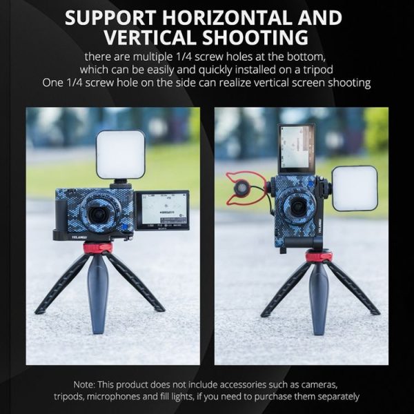 YELANGU CL12 Camera Expansion Board Base L Plate for Sony ZV-1 (Black) - Image 7