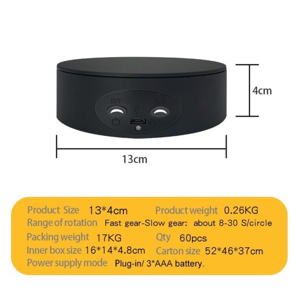 13cm Xiaoai Electric Rotating Turntable Display Stand Video Shooting Props Turntable (Black) - Image 2