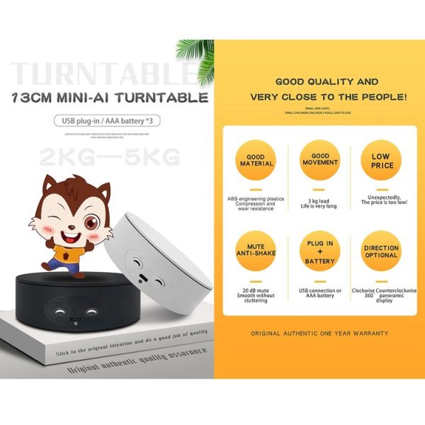 13cm Xiaoai Electric Rotating Turntable Display Stand Video Shooting Props Turntable (Black) - Image 4