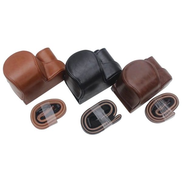 Full Body Camera PU Leather Case Bag for Sony ZV-E10 (Black) - Image 5