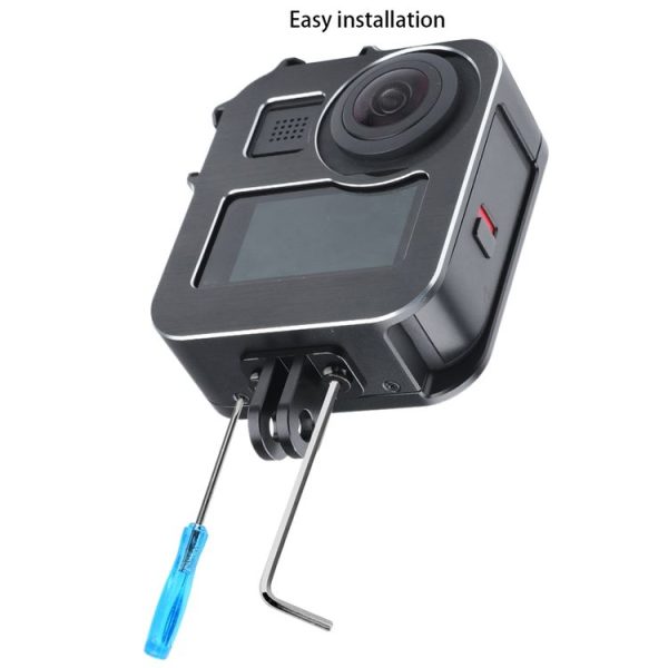 Dual Cold Shoes CNC Aluminum Alloy Frame Cage for GoPro Max (Black) - Image 6