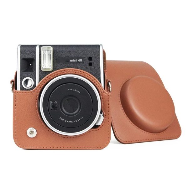 Full Body Camera Retro PU Leather Case Bag with Strap for FUJIFILM instax mini 40 (Brown) - Image 7