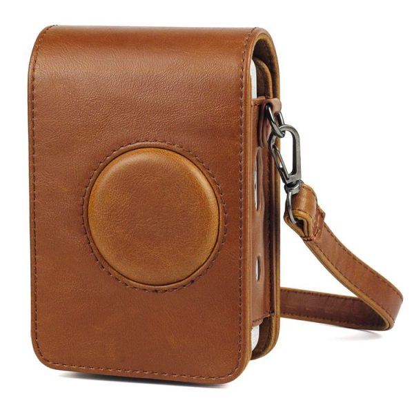 Full Body Camera Retro PU Leather Case Bag with Strap for FUJIFILM instax mini Liplay (Brown) - Image 2