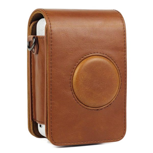 Full Body Camera Retro PU Leather Case Bag with Strap for FUJIFILM instax mini Liplay (Brown) - Image 5