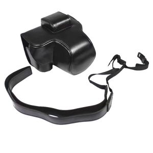 PU Leather Camera Full Body Case Bag with Strap for FUJIFILM X-S10 (15-55mm Lens) (Black)