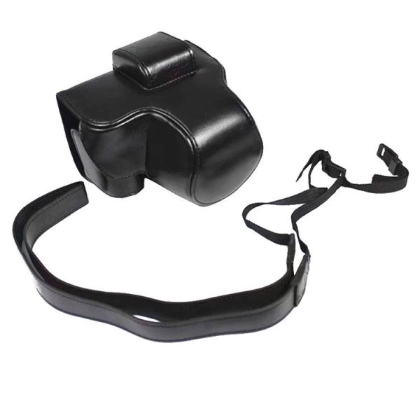 PU Leather Camera Full Body Case Bag with Strap for FUJIFILM X-S10 (15-55mm Lens) (Black)