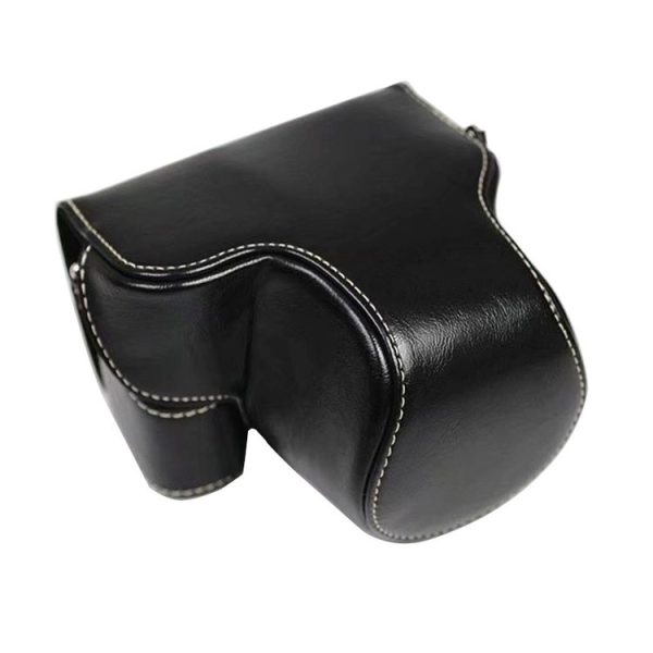 Full Body Camera PU Leather Case Bag for Sony LCE-7C / Alpha 7C / A7C 28-60mm / 40.5mm Lens (Black)