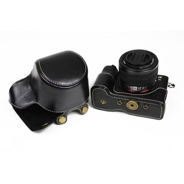 Full Body Camera PU Leather Case Bag for Sony LCE-7C / Alpha 7C / A7C 28-60mm / 40.5mm Lens (Black) - Image 4