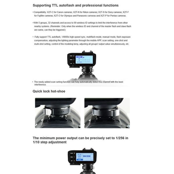 Godox X2T-C E-TTL II Bluetooth Wireless Flash Trigger for Canon (Black) - Image 6