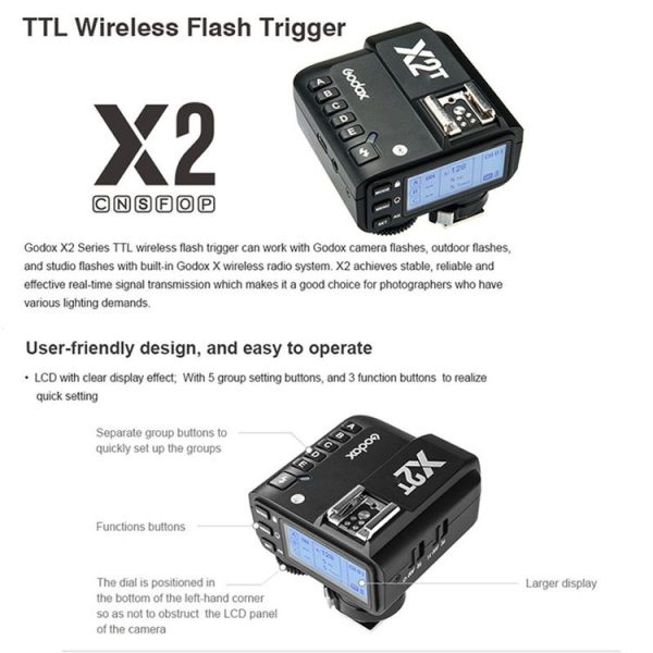 Godox X2T-F E-TTL II Bluetooth Wireless Flash Trigger for FUJIFILM (Black) - Image 7