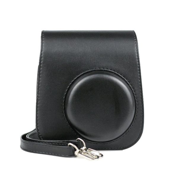 Solid Color Full Body Camera Leather Case Bag with Strap for FUJIFILM Instax mini 11 (Black) - Image 2