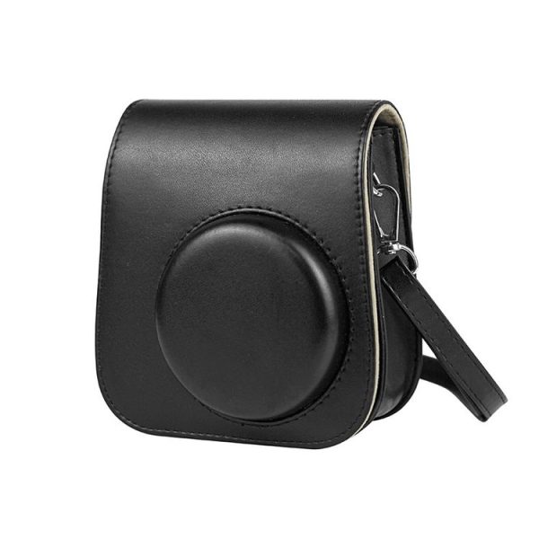 Solid Color Full Body Camera Leather Case Bag with Strap for FUJIFILM Instax mini 11 (Black) - Image 3