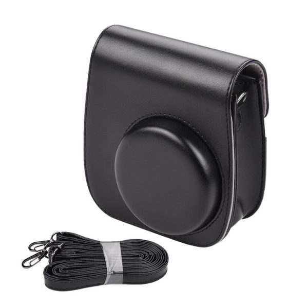 Solid Color Full Body Camera Leather Case Bag with Strap for FUJIFILM Instax mini 11 (Black) - Image 4
