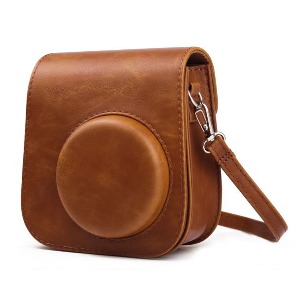 Retro Full Body Camera Leather Case Bag with Strap for FUJIFILM Instax mini 11 (Brown) - Image 2