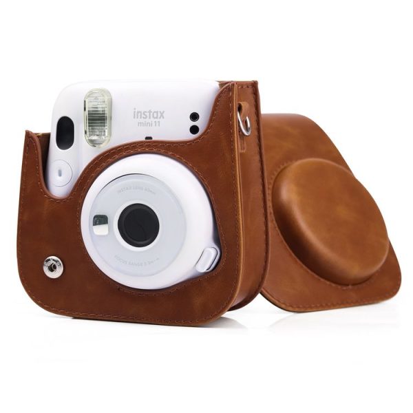 Retro Full Body Camera Leather Case Bag with Strap for FUJIFILM Instax mini 11 (Brown) - Image 5