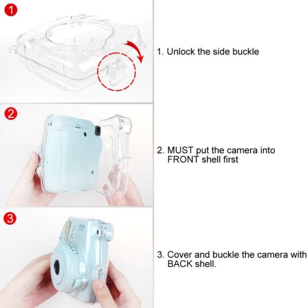 Protective Crystal Shell Case with Strap for FUJIFILM instax mini 9 / mini 8+ / mini 8 (Transparent) - Image 8