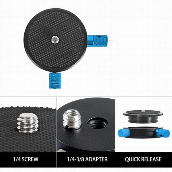 BEXIN QR-02 360 Degree Rotation Quick Release Head Camera Tripod Base Plate (Black) - Image 3