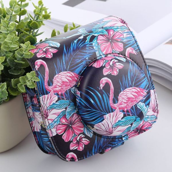 Flamingo Pattern Full Body Camera PU Leather Case Bag with Strap for FUJIFILM instax mini 9 / mini 8+ / mini 8 - Image 2