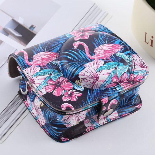 Flamingo Pattern Full Body Camera PU Leather Case Bag with Strap for FUJIFILM instax mini 9 / mini 8+ / mini 8 - Image 3
