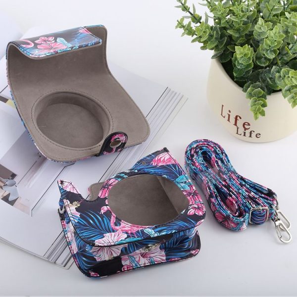 Flamingo Pattern Full Body Camera PU Leather Case Bag with Strap for FUJIFILM instax mini 9 / mini 8+ / mini 8 - Image 6
