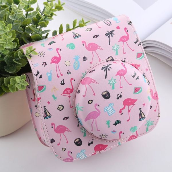 Watermelon Flamingo Pattern Full Body Camera PU Leather Case Bag with Strap for FUJIFILM instax mini 9 / mini 8+ / mini 8 - Image 2