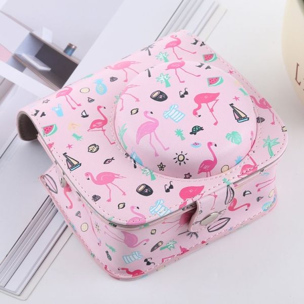 Watermelon Flamingo Pattern Full Body Camera PU Leather Case Bag with Strap for FUJIFILM instax mini 9 / mini 8+ / mini 8 - Image 3