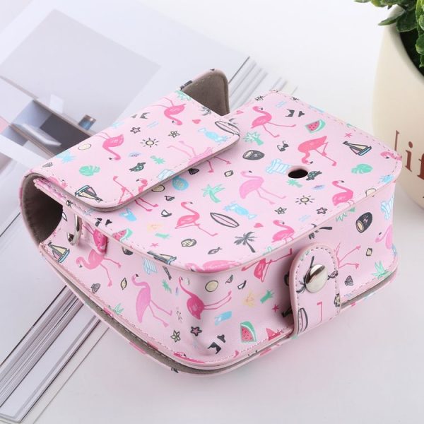 Watermelon Flamingo Pattern Full Body Camera PU Leather Case Bag with Strap for FUJIFILM instax mini 9 / mini 8+ / mini 8 - Image 5