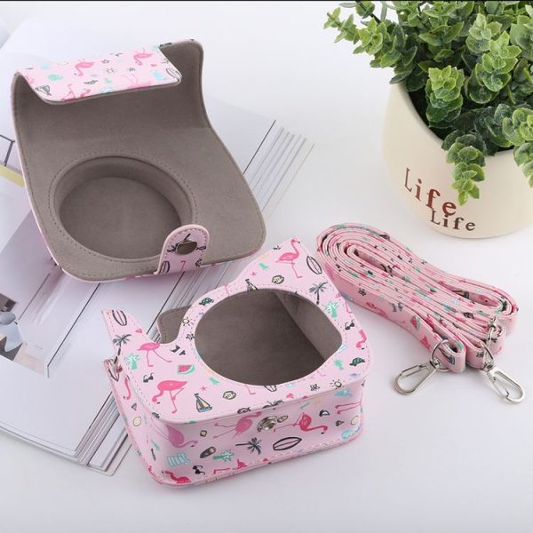 Watermelon Flamingo Pattern Full Body Camera PU Leather Case Bag with Strap for FUJIFILM instax mini 9 / mini 8+ / mini 8 - Image 6