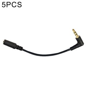 5 PCS 13cm Elbow 3.5mm Audio Male to Female PC Camera Microphone Adapter Cable (Black)