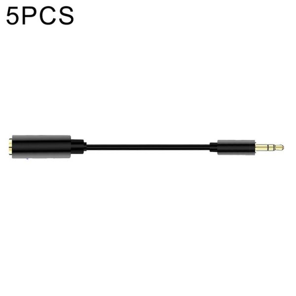 5 PCS 13cm Metal 3.5mm Audio 4 Pole Female to 3 Pole Male Microphone Adapter Cable (Black)