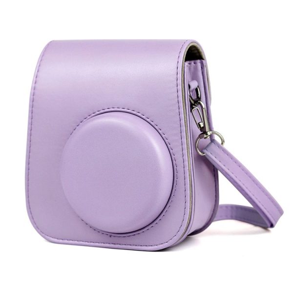 Leather Case Full Body Camera Bag with Shoulder Strap for FUJIFILM Instax mini 11 (Purple) - Image 2