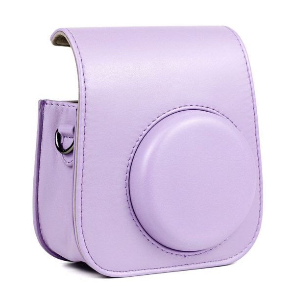 Leather Case Full Body Camera Bag with Shoulder Strap for FUJIFILM Instax mini 11 (Purple) - Image 5