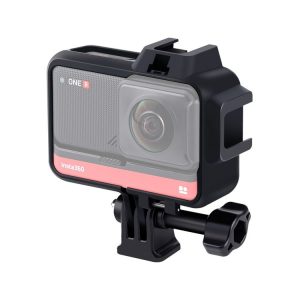 Plastic Frame Mount Protective Case Cage with Tripod Base Adapter & Long Screw & Cold Shoe Base for Insta360 One R (Black)