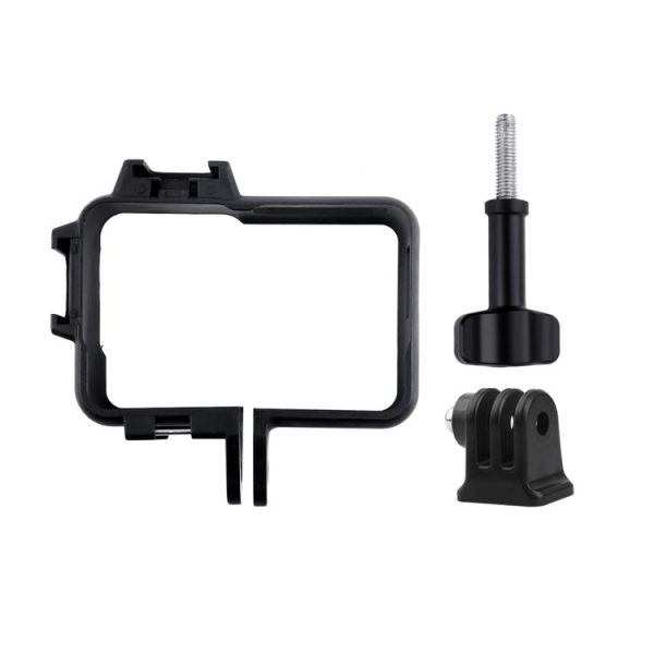 Plastic Frame Mount Protective Case Cage with Tripod Base Adapter & Long Screw & Cold Shoe Base for Insta360 One R (Black) - Image 2