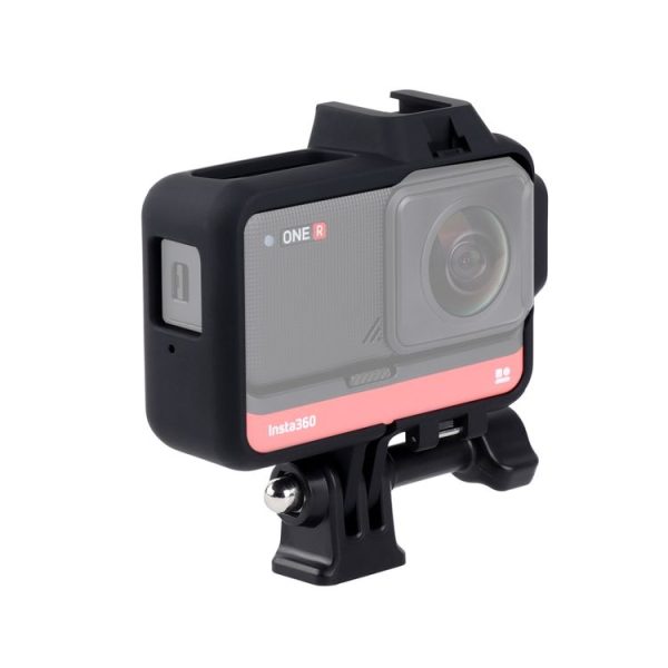 Plastic Frame Mount Protective Case Cage with Tripod Base Adapter & Long Screw & Cold Shoe Base for Insta360 One R (Black) - Image 3